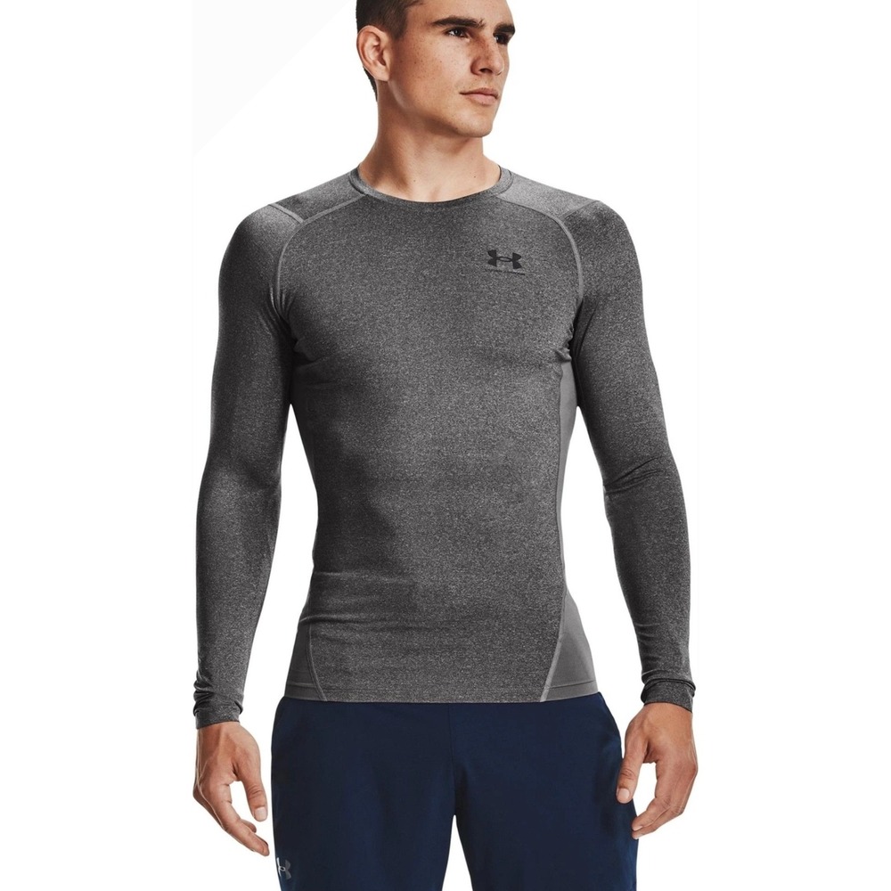 Under Armour Mens HeatGear Armour Compression Long Sleeve Shirt Gray 1361524 2XL